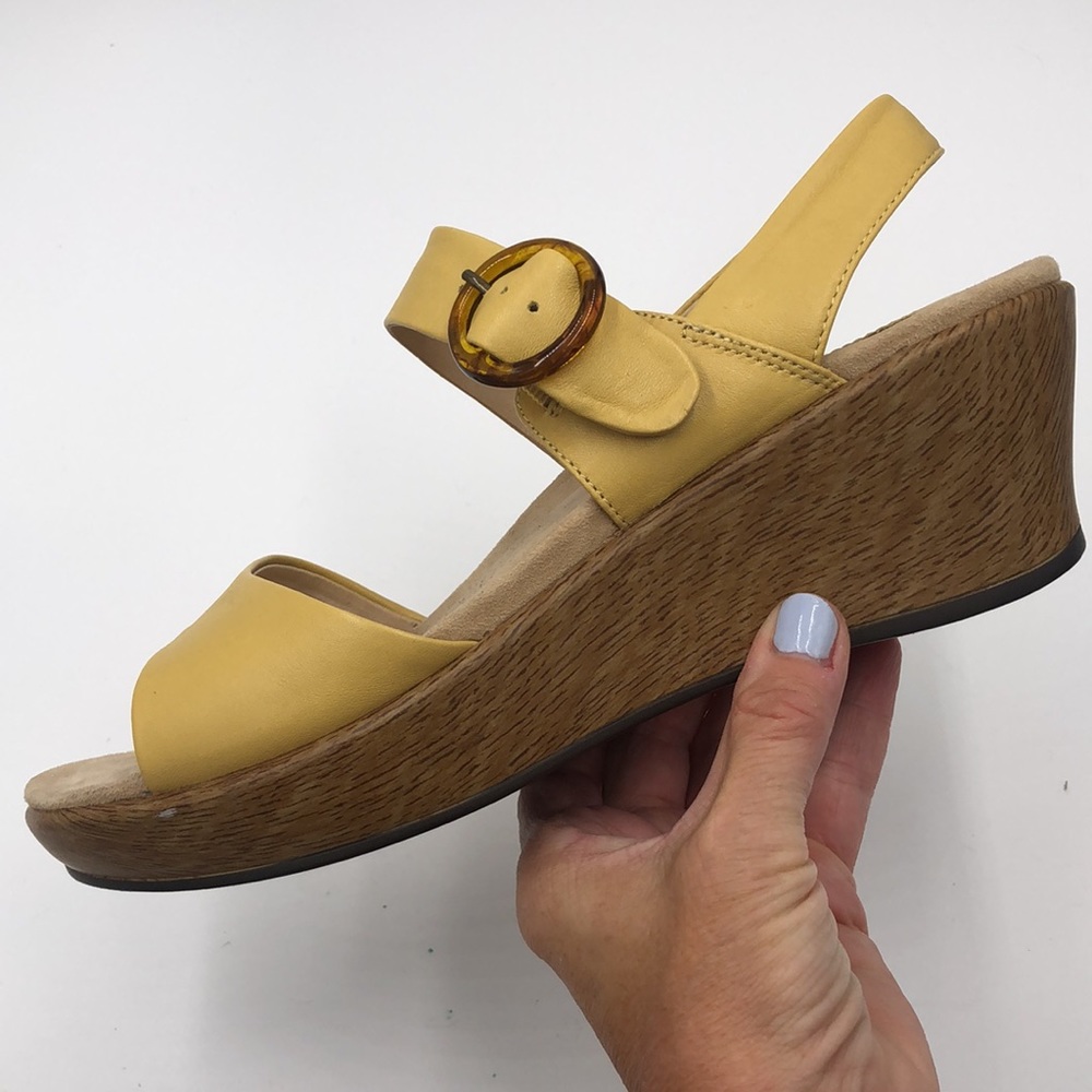 Dansko Yellow Leather Wedge Sandal 40/9.5-10